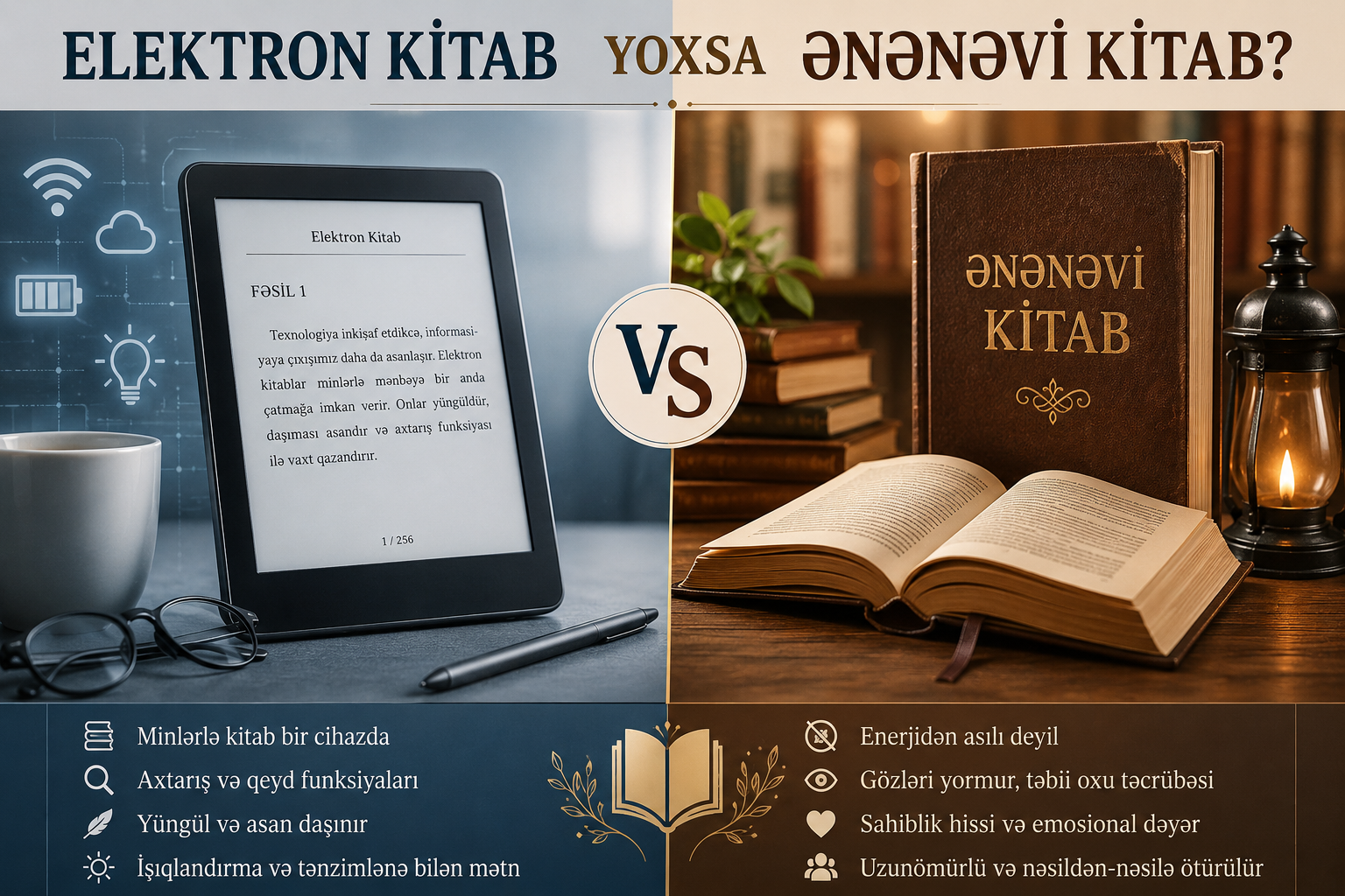 Elektron kitabların ənənəvi kitablardan fərqi