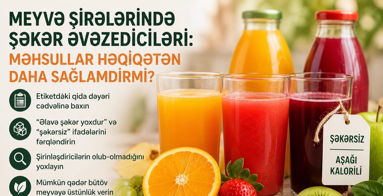 Meyvə şirələrində şəkər əvəzediciləri: Məhsullar daha sağlamdırmı?

