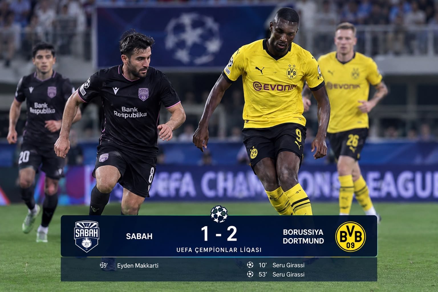 Çempionlar Liqası: “Sabah” “Borussiya Dortmund”a uduzub